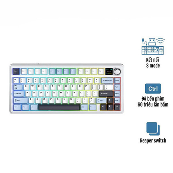 Bàn phím cơ AULA F75 MAX Glacier Blue Reaper switch