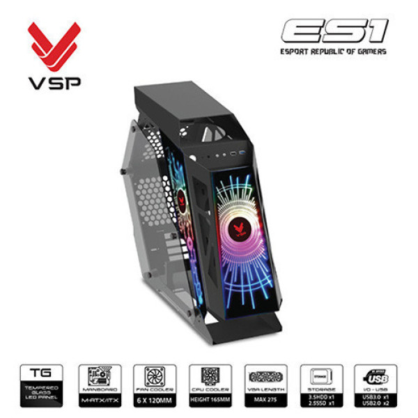 Vỏ case VSP Esport Republic Of Gamers ES1 | Đen