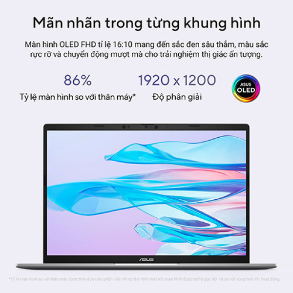 Laptop ASUS Vivobook S14 S3407QA-SF043WS (Snapdragon X X1 26 100 | 16GB | 512GB | Qualcomm Adreno GPU | 14 inch WUXGA OLED | Win 11 | Xám)