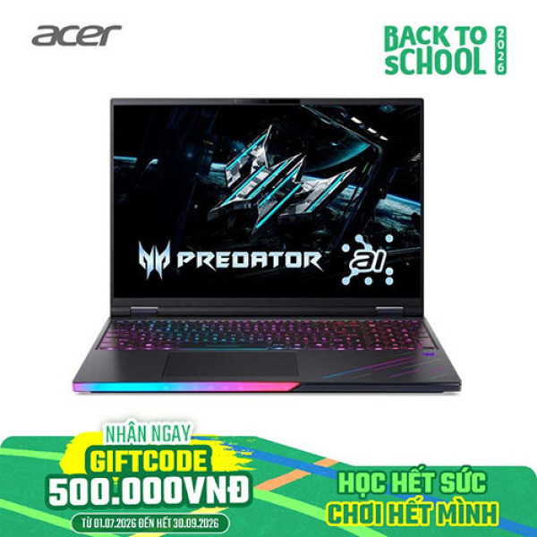 Laptop Acer Gaming Predator Helios Neo 16 AI PHN16-73-98S4 NH.QVQSV.002 (Ultra 9 275HX | 32GB | 1TB | RTX 5060 | 16 inch 2K+ 240Hz | Win 11 | Đen)