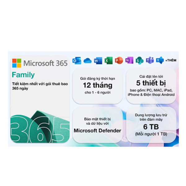 Phần mềm M365 Family Subscr PK Lic 1YR Online APAC EM ESD (EP2-36890)