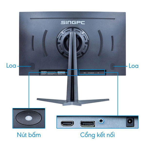 Màn Hình Gaming SingPC G27CF180-VAG (27 inch | VA | FHD | 165Hz | 1ms | Speaker)