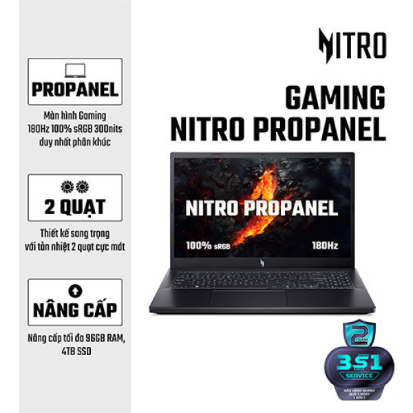 Laptop Acer Gaming Nitro ProPanel ANV15-41-R0FE NH.QPFSV.005 (Ryzen™ 7-7735HS | 16GB | 512GB | RTX 3050 | 15.6 inch FHD 180Hz | Win 11 | Đen)