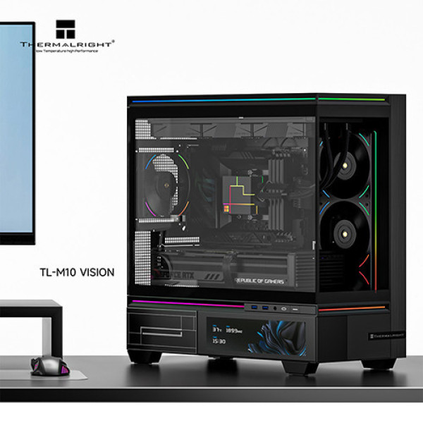 Vỏ Case Thermalright TL-M10 Vision Black  (M-ATX | Mini Tower | Màn hình 9.2 inch | Đen)