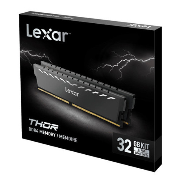 Ram PC Lexar Thor 32GB (2x16GB) DDR4 3200Mz Black (LD4BU016G-R3200GDXG)
