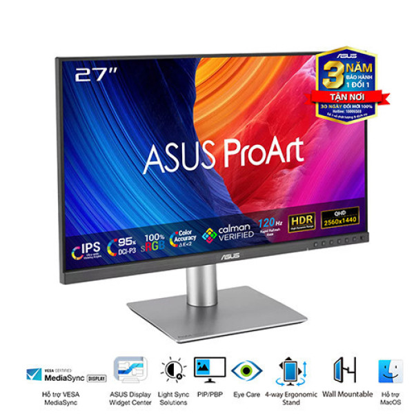 Màn Hình ASUS ProArt PA278QGV (27 inch | IPS | QHD | 120Hz | 5ms | Speaker)