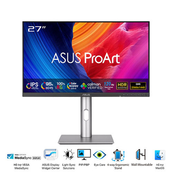 Màn Hình ASUS ProArt PA278QGV (27 inch | IPS | QHD | 120Hz | 5ms | Speaker)