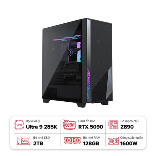 PC GIGABYTE AI TOP 100 Z890 AT1I9N9-0005 (Ultra 9 285K | 128GB | 2TB | NoOS | Wifi + BT)