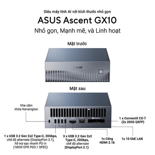 PC Mini AI Asus Ascent GX10-GG0012BN (Nvidia GB10 | 128GB | 1TB SSD)
