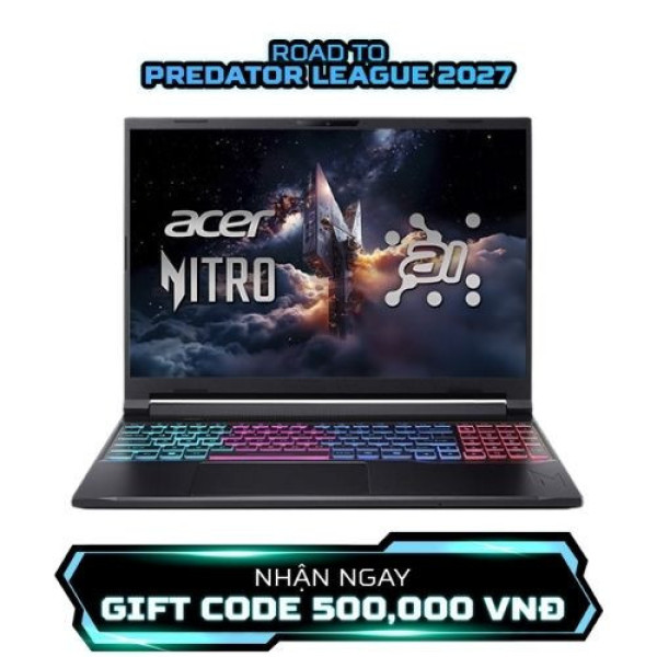 Laptop Acer Gaming Nitro ProPanel ANV16S-61-R7KQ NH.QXPSV.001 (Ryzen™ AI 5 340 | 16GB | 512GB | RTX 5060 8GB | 16inch FHD+ 180Hz | Win 11 | Đen)
