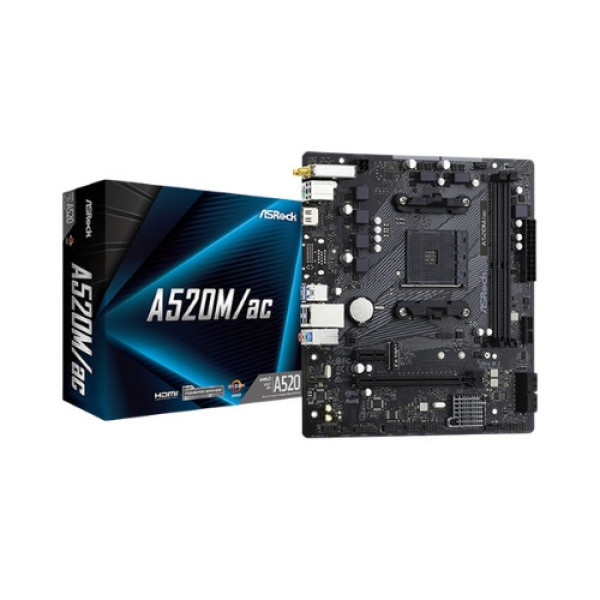 Mainboard Asrock A520M/AC (AMD A520 | Socket AM4 | M-ATX | 2 Khe Ram)