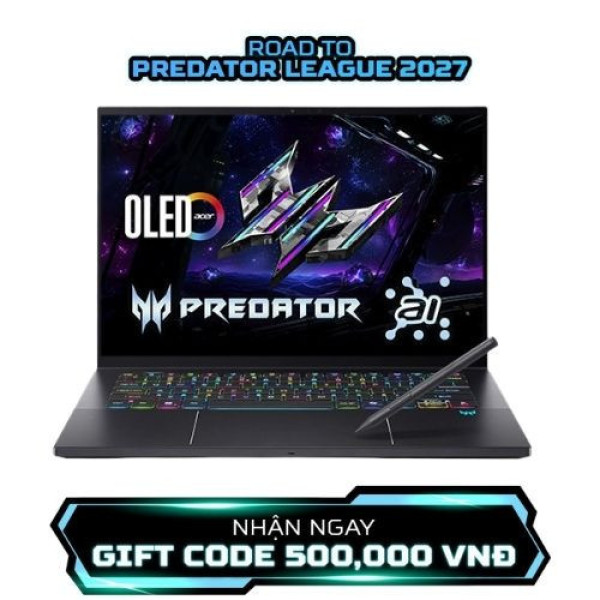 Laptop Acer Predator Triton 14 AI PT14-52T-99TU NH.U0GSV.001 (Ultra 9 288V | 32GB | 2TB | RTX 5070 8GB | 14.5 inch 2.8K OLED 120Hz | Cảm ứng | Bút cảm ứng | Win 11 | Đen)