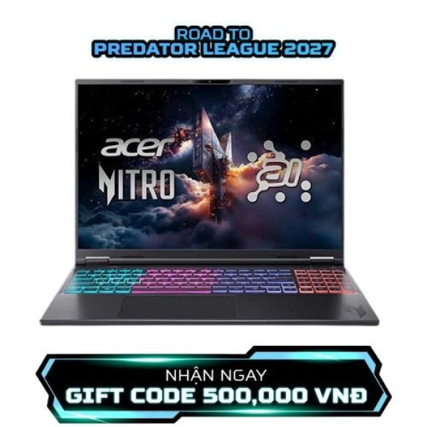 Laptop Acer Gaming Nitro ProPanel  AN16S-61-R7ZJ NH.QXFSV.002 (Ryzen™ AI 7 350 | 16GB | 512GB | RTX 5060 8GB | 16inch 2K+ 180Hz | Win 11 | Đen)