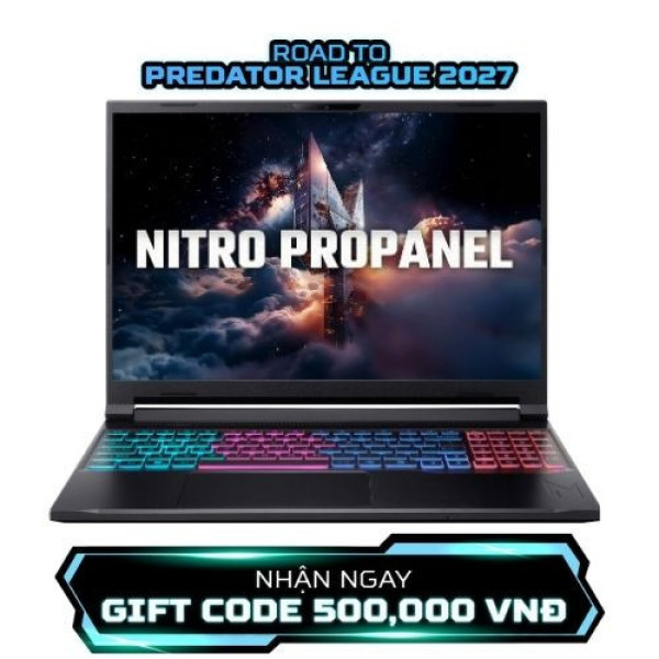 Laptop Acer Gaming Nitro ProPanel ANV16S-71-58WQ NH.QXBSV.001 (Core™ 5 210H | 32GB | 512GB | RTX 5050 8GB | 16inch 2K+ 180Hz | Win 11 | Đen)