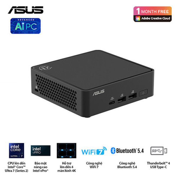 PC Mini Asus NUC 15 PRO Slim BNUC15CRLIP00000 (Intel® U300 | 2xDDR5-5200 | 1xNVMe | 2x HDMI 2.1 | 1x Type-C | VESA MOUNT)