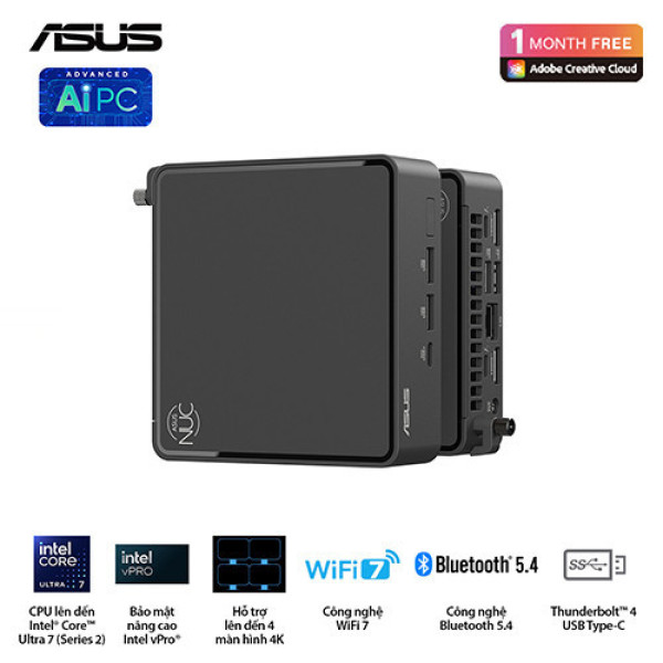 PC Mini Asus NUC 15 PRO Slim BNUC15CRLIP00000 (Intel® U300 | 2xDDR5-5200 | 1xNVMe | 2x HDMI 2.1 | 1x Type-C | VESA MOUNT)