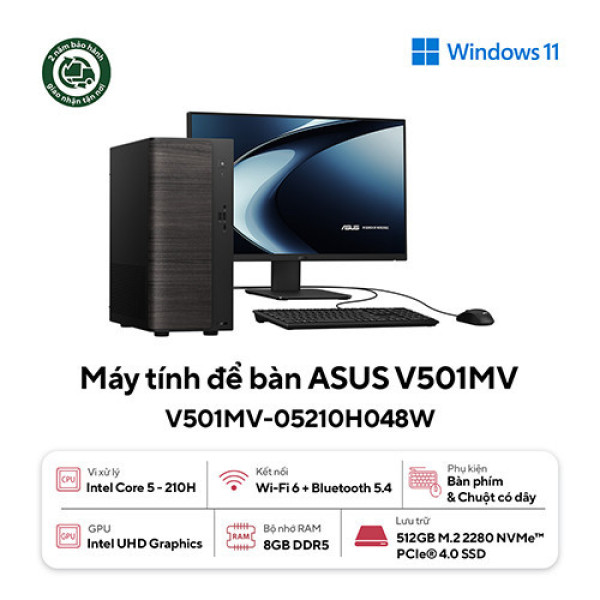PC Asus V501MV-05210H048W (Core 5 210H | 8GB | 512GB | Intel Graphics | KB/M | Win 11 | Đen)