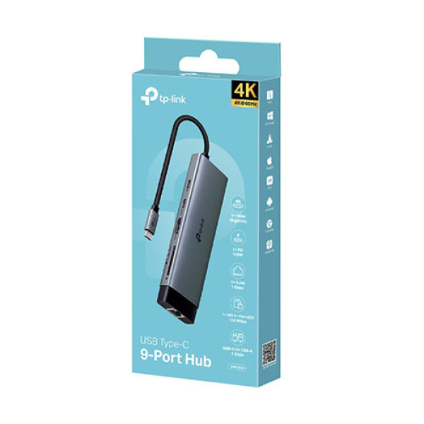Bộ chuyển đổi TP-Link UH9120C USB Type-C to HDMI, USB3.0, SD, Lan Gigabit, PD 100W