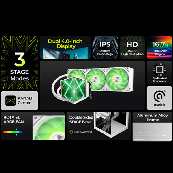 Tản nhiệt nước AIO TRYX STAGE 360 Dual-Screen ARGB Black L-S360A-DM3M-G0K