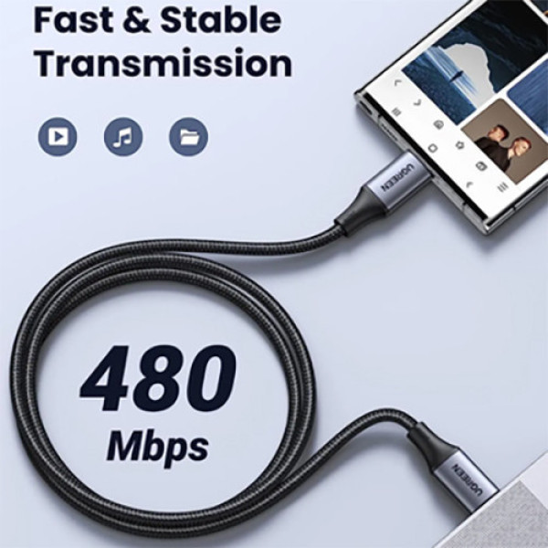 Cáp Sạc nhanh PD 3.1, dữ liệu 240W 5A USB Type-C to Type-C dài 1M, bện nylon Ugreen 15311 cao cấp