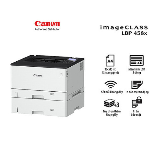 Máy in laser đen trắng Canon LBP458x (In đảo mặt| A3 | A4 | USB | LAN | WIFI)