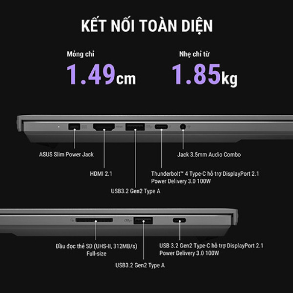 Laptop Asus ROG Zephyrus G16 GU606AM-TB032W (Ultra 9 386H | 32GB | 1TB | RTX 5060 8GB | 16inch WQXGA OLED 240Hz | Win 11 | Xám)