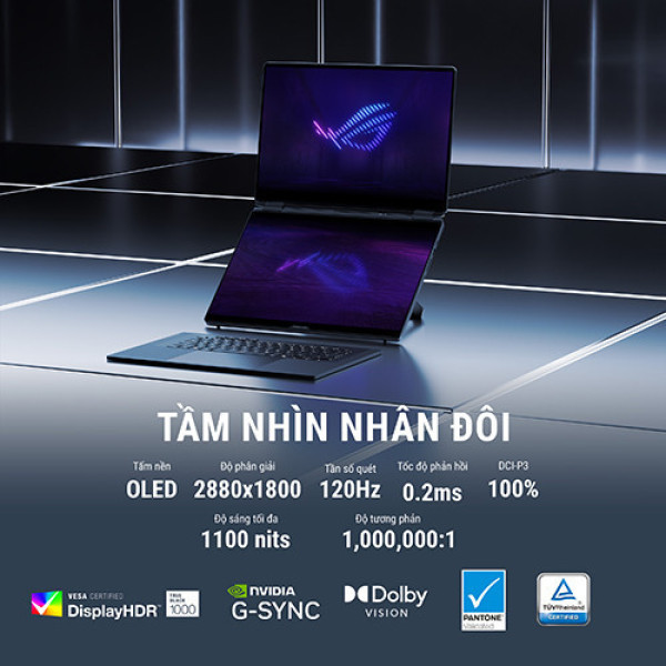 Laptop Asus ROG Zephyrus Duo GX651AX-SR050WS (Ultra 9 386H | 64GB | 2TB | RTX 5090 24GB | 16inch 3K OLED 120Hz | Cảm ứng | Bút cảm ứng | Win 11 | Office | Xám)