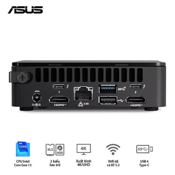 PC mini Asus NUC 13 Pro Tall RNUC13ANHH500000I (i5-1340P | 2xDDR4-3200 | 3xNVMe, SATA | 2x HDMI 2.1 | 2x DP 1.4a | VESA MOUNT)