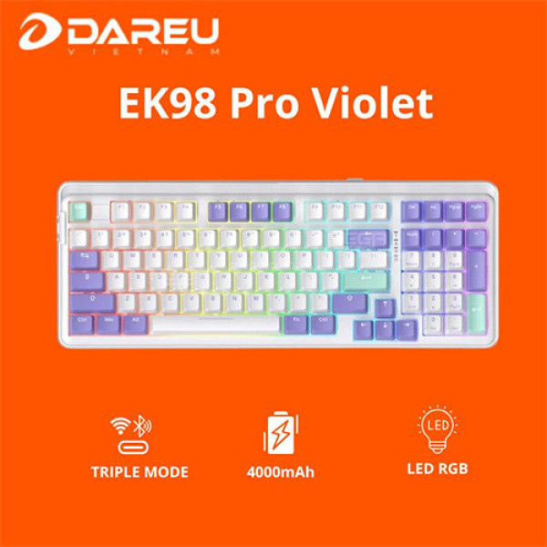 Bàn phím cơ DareU EK98 Pro Triple Mode Mystic Violet DareU Dream switch