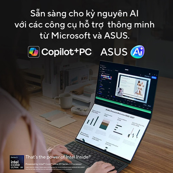 Laptop Asus Zenbook Duo UX8407AA-SN439WS (Ultra X7 358H | 32GB | 512GB |  Intel® Arc™ Graphics | 14 inch 3K OLED 144Hz | Cảm ứng | Win 11 | Office | Xám)
