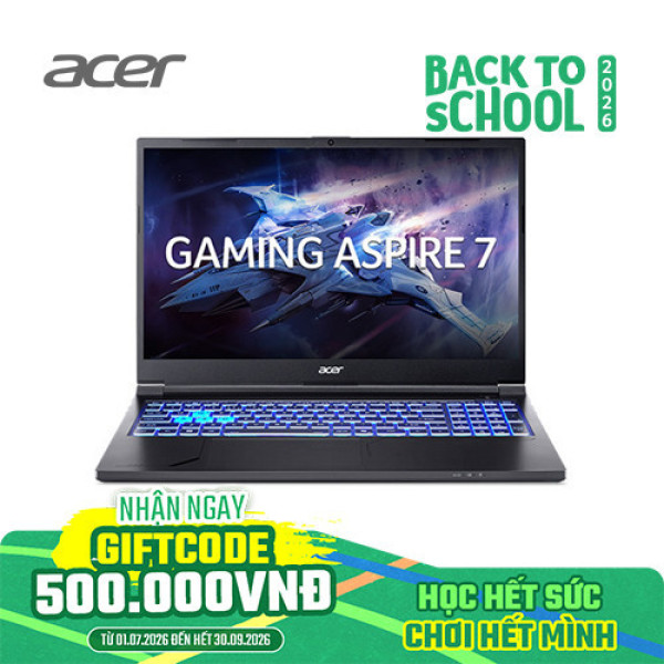 Laptop Acer Gaming Aspire 7 A715-59G-59RD NH.DXUSV.001 (Core™ 5 210H | 16GB | 512GB | RTX 3050 4GB | 15.6 inch FHD 144Hz | Win 11 | Đen)