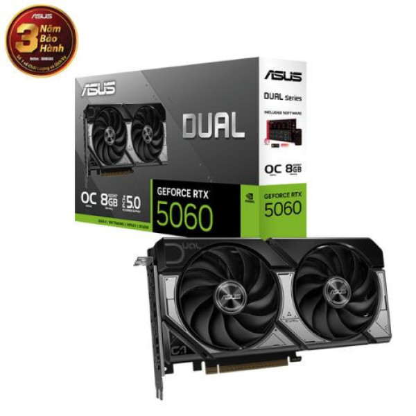 VGA ASUS Dual RTX 5060 8GB GDDR7 OC - A (DUAL-RTX5060-O8G-A)
