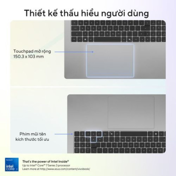 Laptop ASUS Vivobook S16 S5652MA-TK094W (Core™ 7 350 | 16GB | 512GB | Intel® Graphics | 16 inch WUXGA | Win 11 | Bạc)