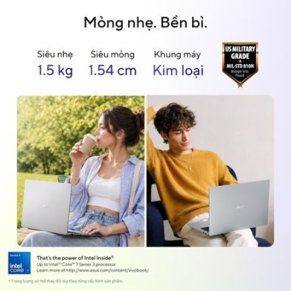 Laptop ASUS Vivobook S16 S5652MA-TK094W (Core™ 7 350 | 16GB | 512GB | Intel® Graphics | 16 inch WUXGA | Win 11 | Bạc)