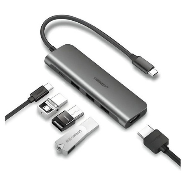 Bộ chuyển đổi USB-C sang 3*USB 3.0+HDMI+3.5mm Ugreen (80132)