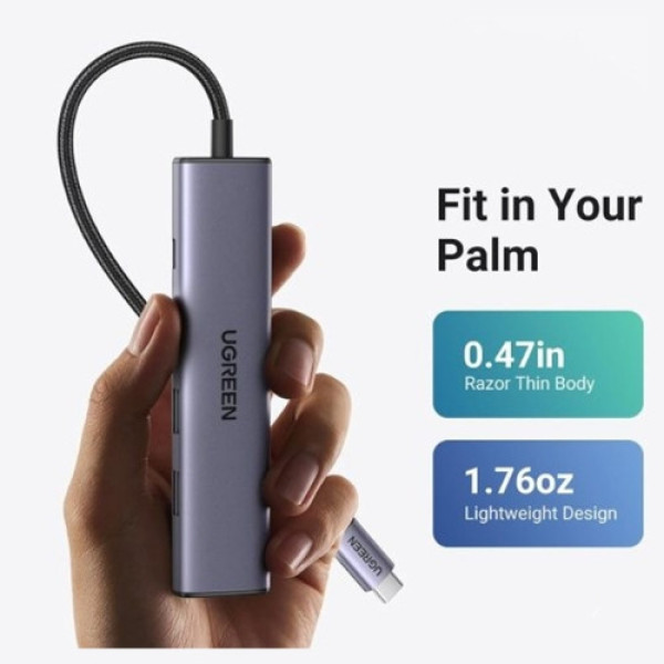 Bộ chuyển đổi USB-C sang 2*USB-A 2.0+ USB-A 3.0+HDMI+PD hỗ trợ 4K Ugreen (15495)
