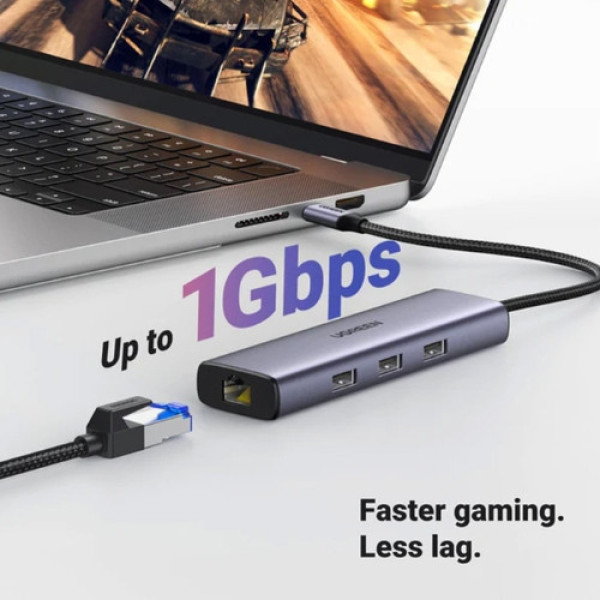 Bộ chuyển đổi USB-C sang 3*USB 3.0+RJ45+HDMI+PD hỗ trợ 4K Ugreen (15598)