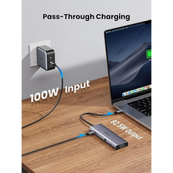 Bộ chuyển đổi USB-C sang 3*USB 3.0+HDMI+VGA+RJ45+SD/TF+3.5mm+PD Ugreen (15601)