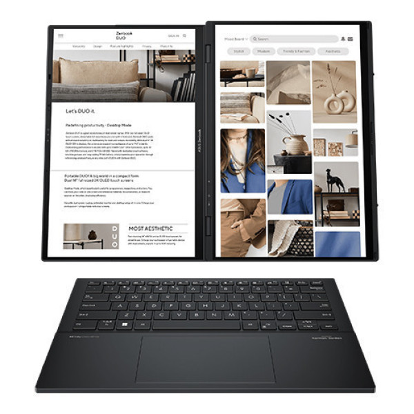 Laptop ASUS Zenbook Duo UX8406CA-PZ109WS (Ultra 9 285H | 32GB | 1TB | Intel® Arc™ Graphics | 14.0inch 3K OLED 120Hz | Bút cảm ứng | Bàn phím | Win 11 | Office | Xám)