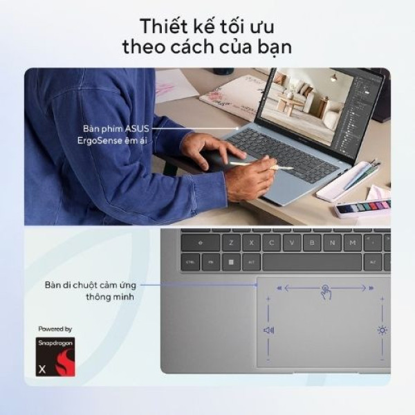 Laptop ASUS Vivobook S16 S5608QA-MB354W (Snapdragon® X  X1 26 101 | 16GB | 512GB | Qualcomm® Adreno™ GPU | 16 inch WUXGA | Win 11 | Xám)