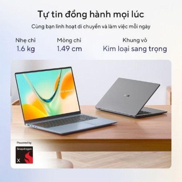 Laptop ASUS Vivobook S16 S5608QA-MB354W (Snapdragon® X  X1 26 101 | 16GB | 512GB | Qualcomm® Adreno™ GPU | 16 inch WUXGA | Win 11 | Xám)