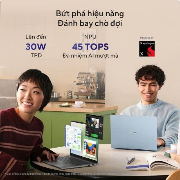 Laptop ASUS Vivobook S16 S5608QA-MB354W (Snapdragon® X  X1 26 101 | 16GB | 512GB | Qualcomm® Adreno™ GPU | 16 inch WUXGA | Win 11 | Xám)