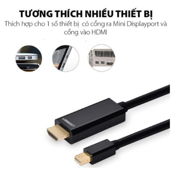 Cáp chuyển Ugreen 20848 Mini Displayport sang HDMI 1.5m - Màu đen