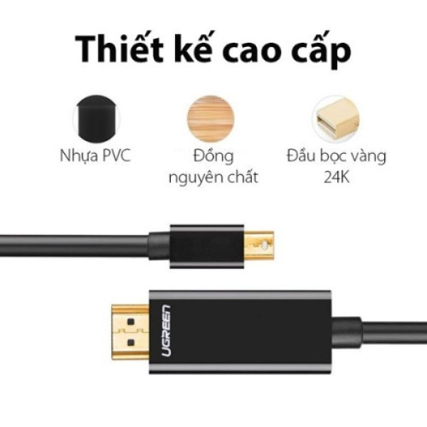 Cáp chuyển Ugreen 20848 Mini Displayport sang HDMI 1.5m - Màu đen