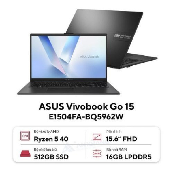 Laptop Asus Vivobook Go 15 E1504FA-BQ5962W (Ryzen™ 5 40 | 16GB | 512GB | AMD Radeon™ Graphics | 15.6 inch FHD | Win 11 | Đen)