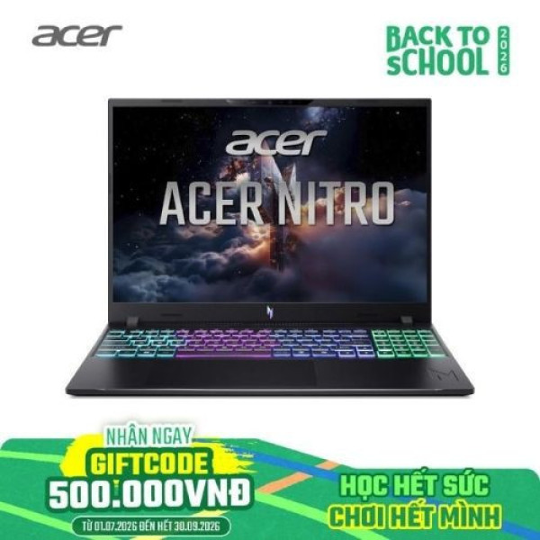 Laptop Acer Gaming Nitro ProPanel ANV16-A71-R7Z6 NH.U5QSV.004 (Ryzen™ AI 9 465 | 32GB | 512GB | RTX 5070 8GB | 16inch WUXGA 180Hz | Win 11 | Đen)