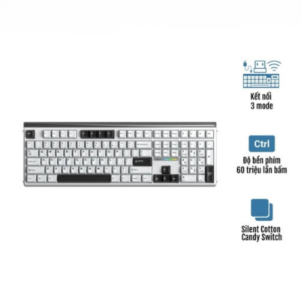 Bàn phím cơ AULA H108 White Black Silent Cotton Candy Switch