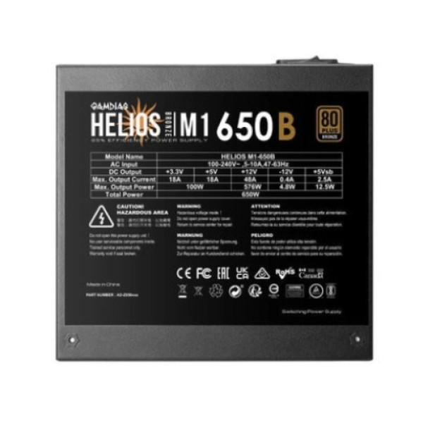 Nguồn Máy Tính Gamdias Helios M1-650B 80 Plus Bronze 650W