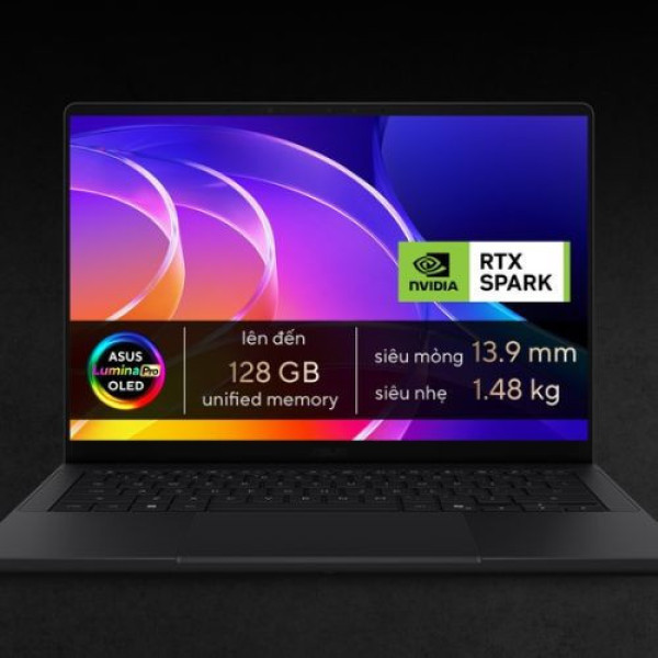 Laptop ASUS ProArt P14 H7407BA-SU304W (NVIDIA RTX Spark N1X | 48GB | 1TB | NVIDIA Blackwell RTX GPU | 14 inch 3K OLED | Cảm ứng | Win 11 | Đen)