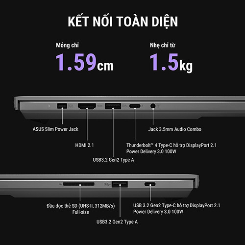 Laptop ASUS ROG Zephyrus G14 GU405AR-SY016W (Ultra 9 386H | 32GB | 1TB | RTX 5070 Ti 12GB | 14.0 inch 3K OLED 120Hz | Win 11 I Xám)
